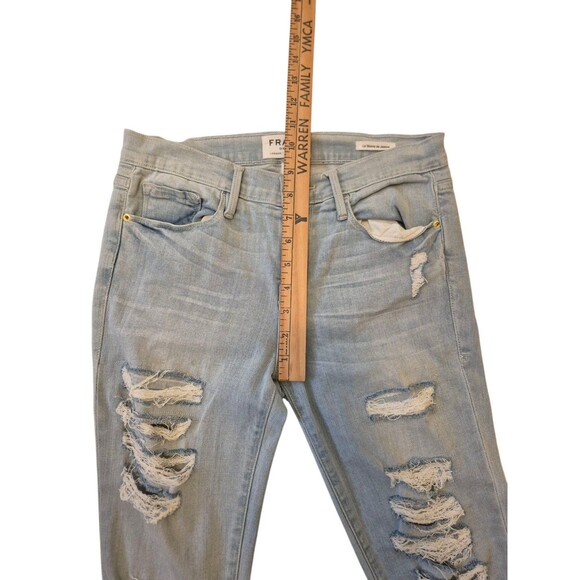 FRAME le Skinny de Jeanne Distressed Light Wash Jeans Stretch Denim Jeans sz 29 - Picture 4 of 7
